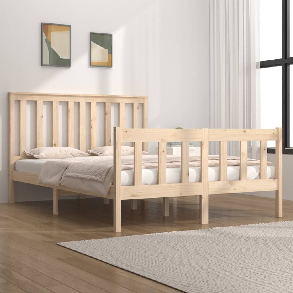 vidaXL Bedframe massief grenenhout zwart 75x190 cm