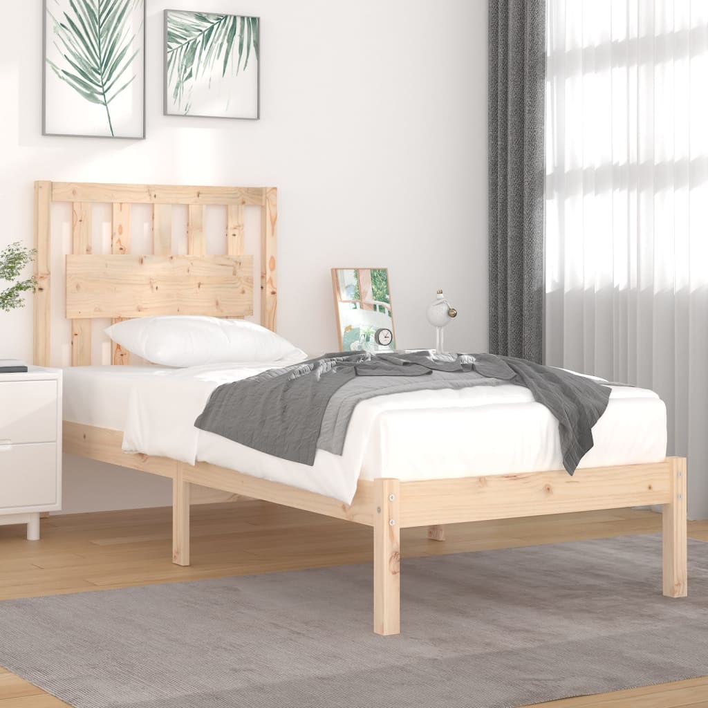 vidaXL Bedframe massief grenenhout zwart 75x190 cm