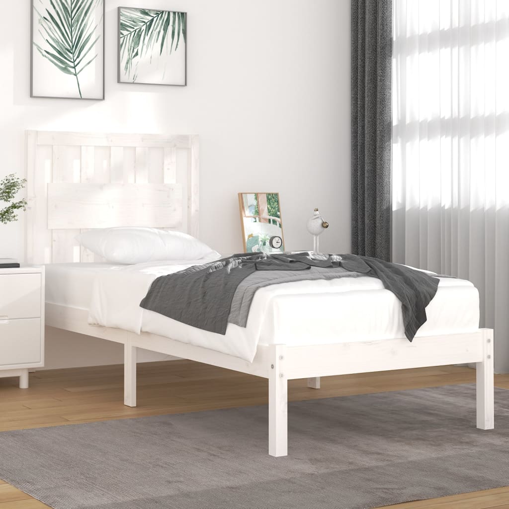 vidaXL Bedframe massief grenenhout zwart 75x190 cm