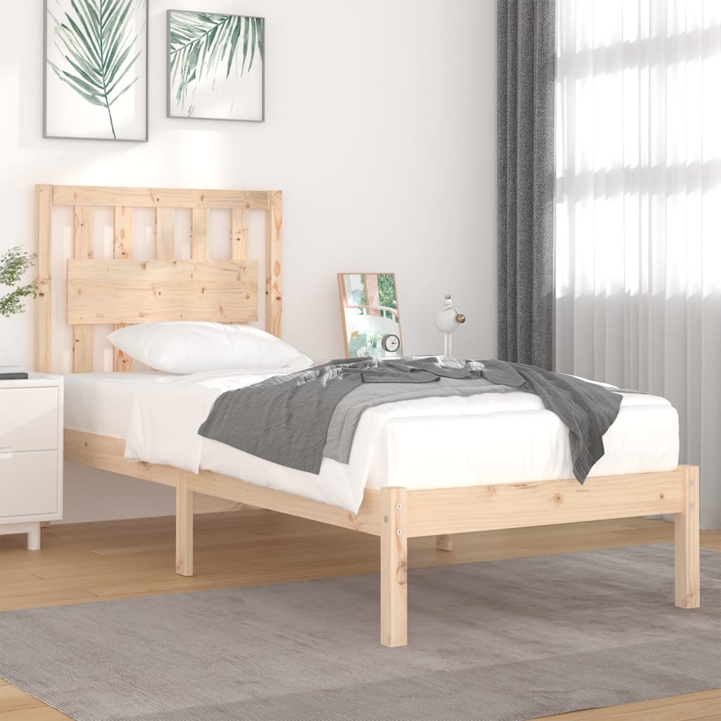 vidaXL Bedframe massief grenenhout zwart 75x190 cm