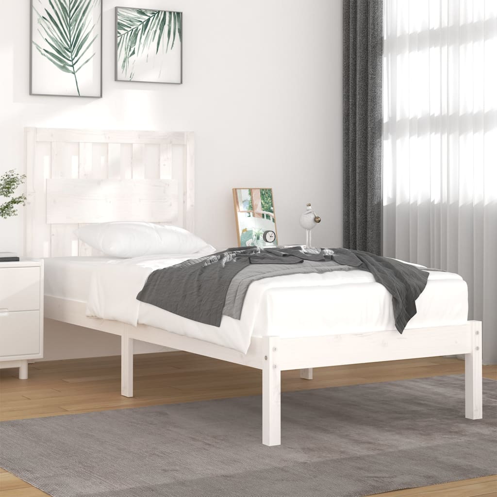 vidaXL Bedframe massief grenenhout zwart 75x190 cm