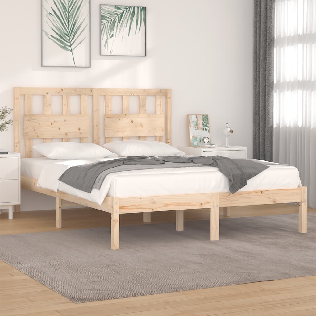 vidaXL Bedframe massief grenenhout zwart 75x190 cm
