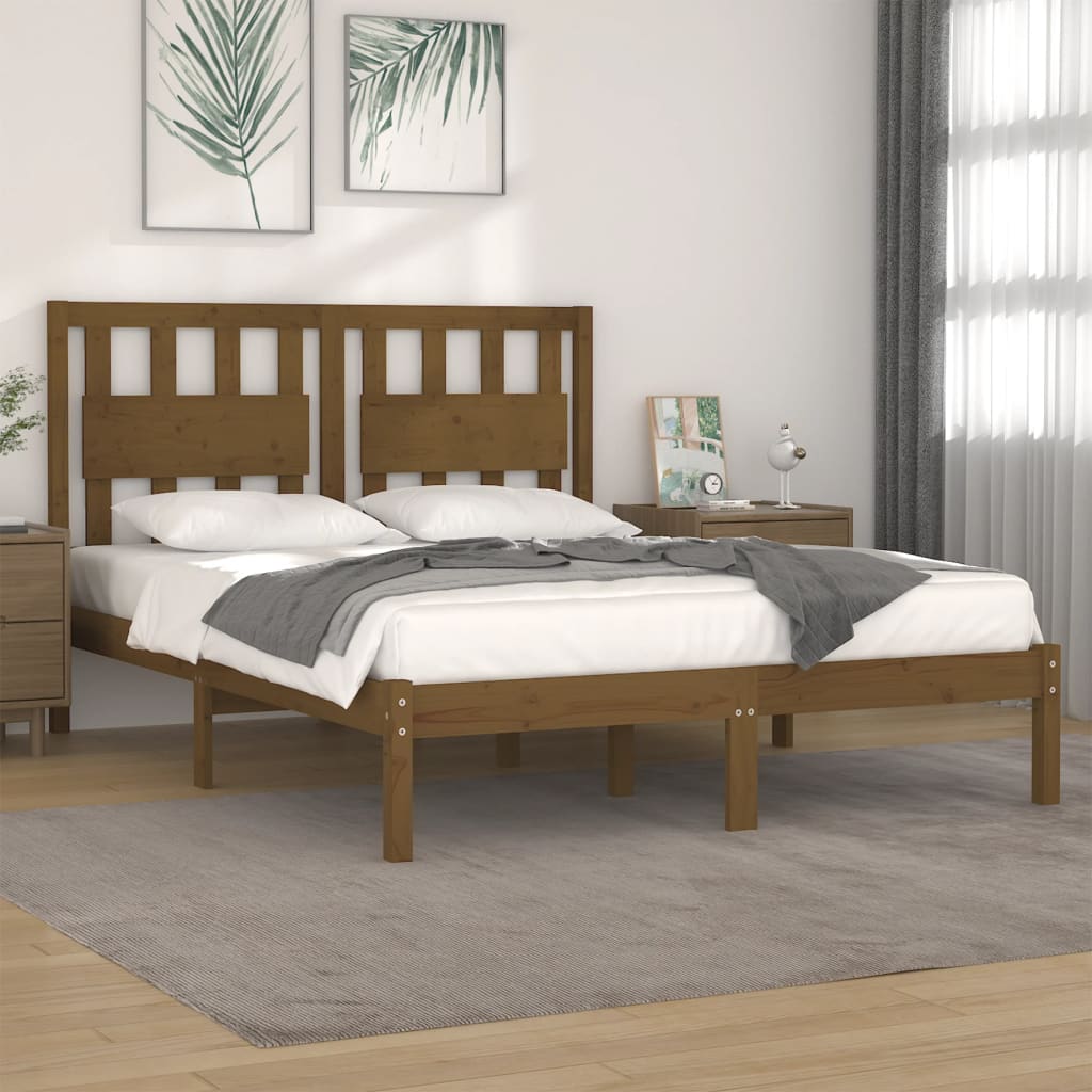 vidaXL Bedframe massief grenenhout zwart 75x190 cm