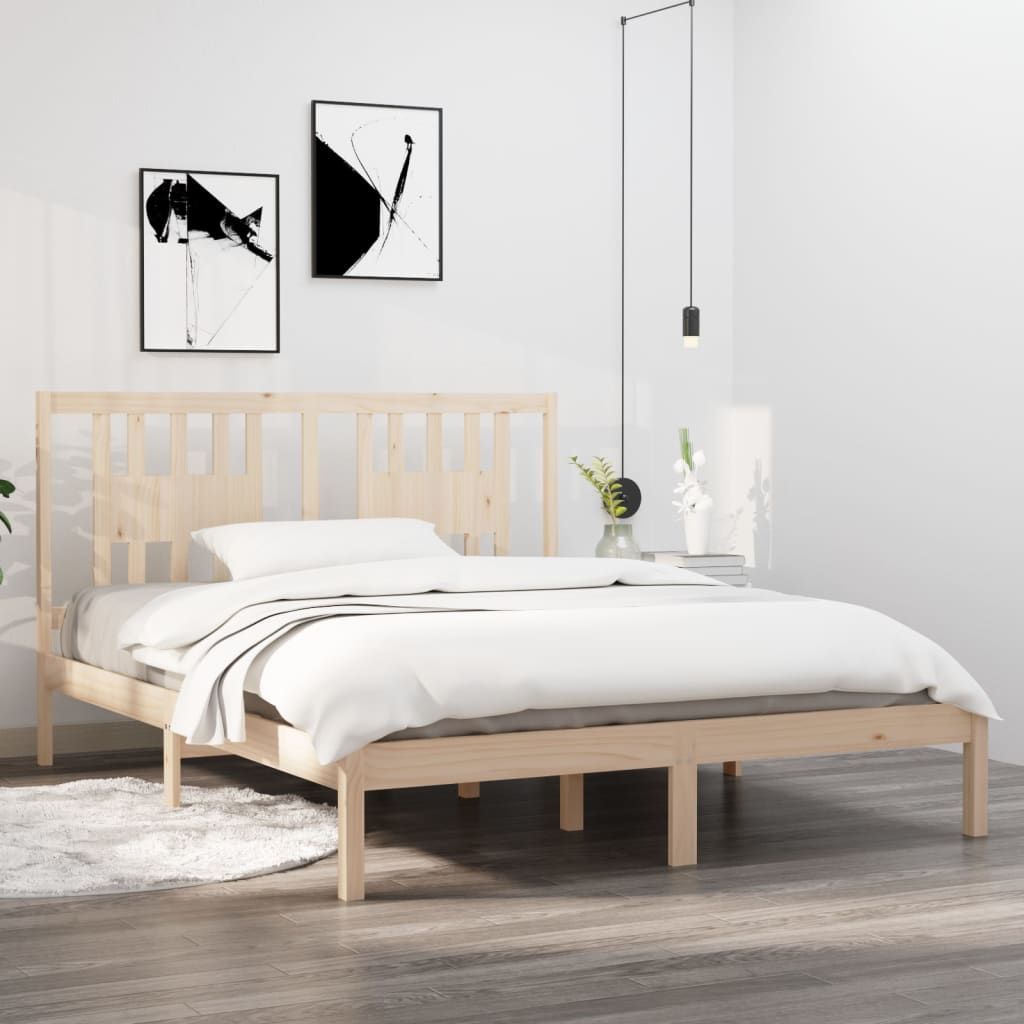vidaXL Bed frame solid wood black 75x190 cm