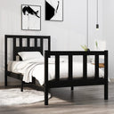 vidaXL Cadre de lit massif blanc noir 75x190 cm