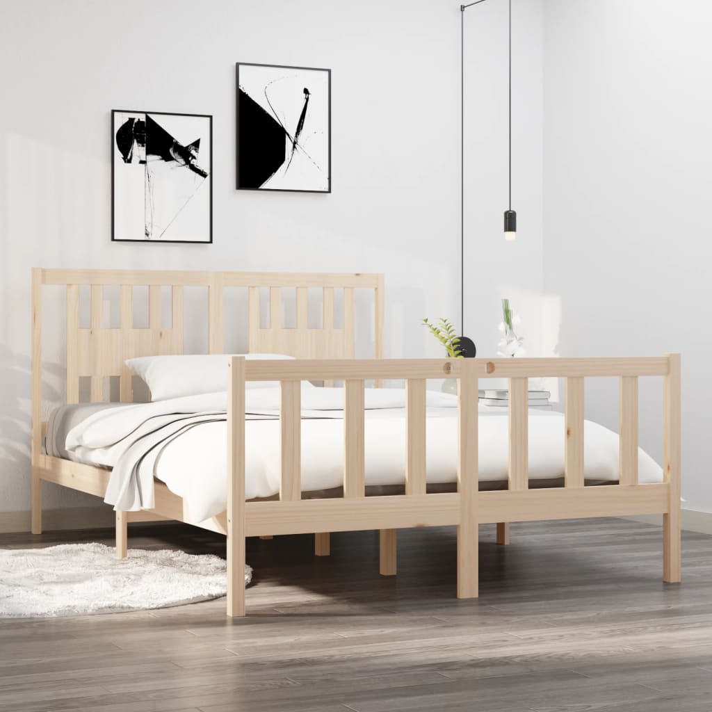 vidaXL Bed frame solid wood black 75x190 cm