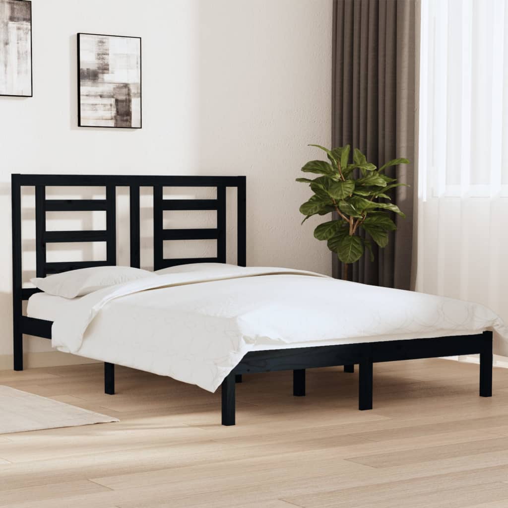 vidaXL Bedframe massief hout wit 75x190 cm