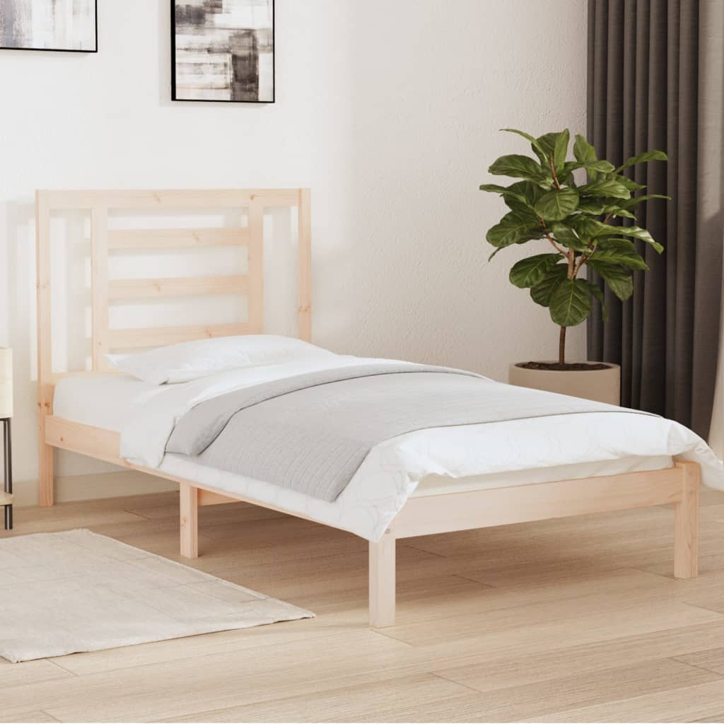 vidaXL Bedframe massief hout wit 75x190 cm