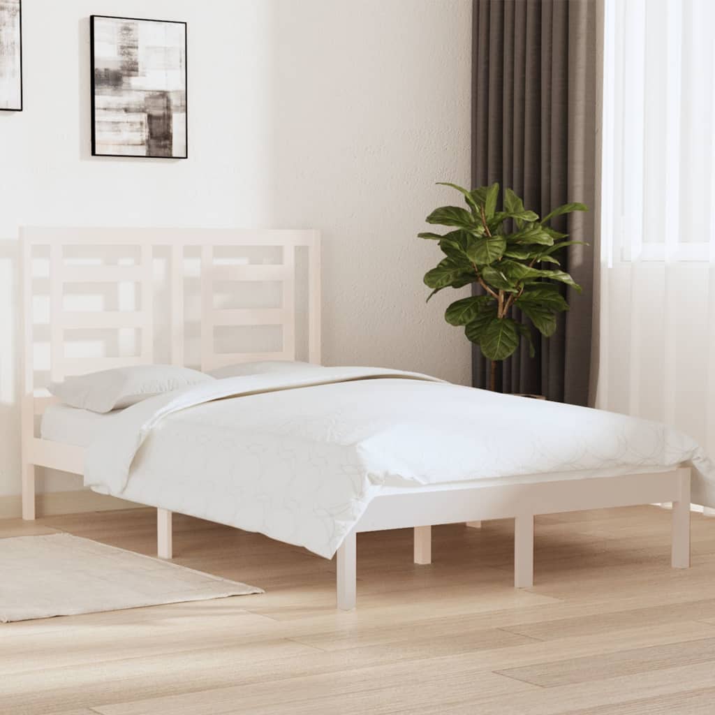 vidaXL Bedframe massief hout wit 75x190 cm