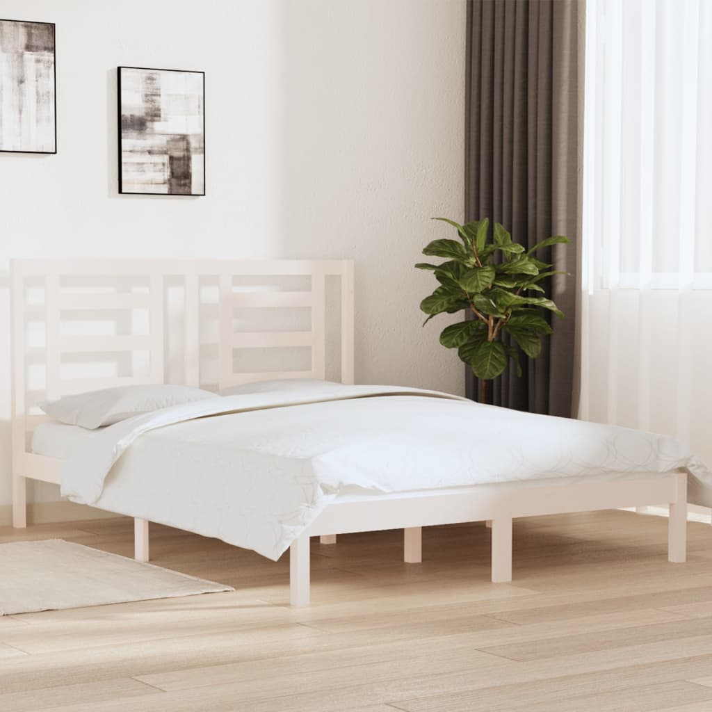 vidaXL Bedframe massief hout wit 75x190 cm