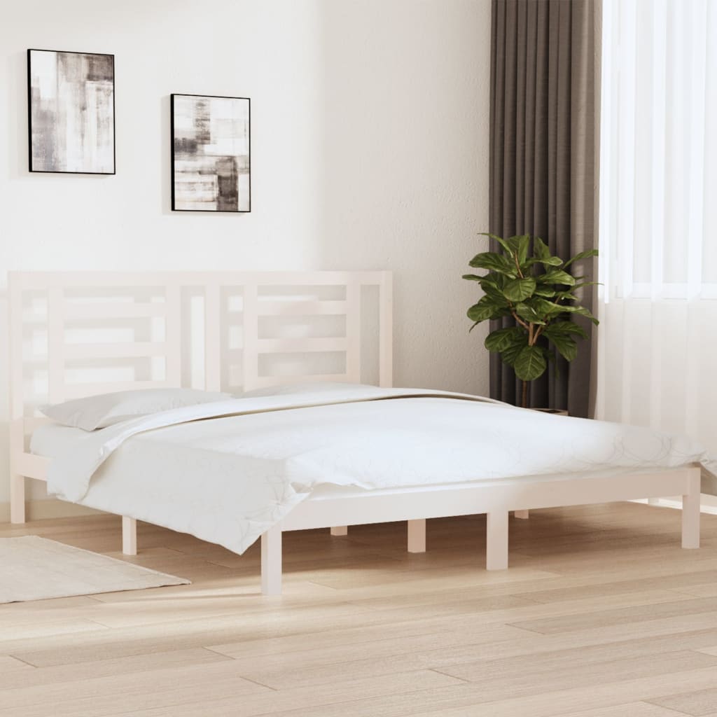 vidaXL Bedframe massief hout wit 75x190 cm