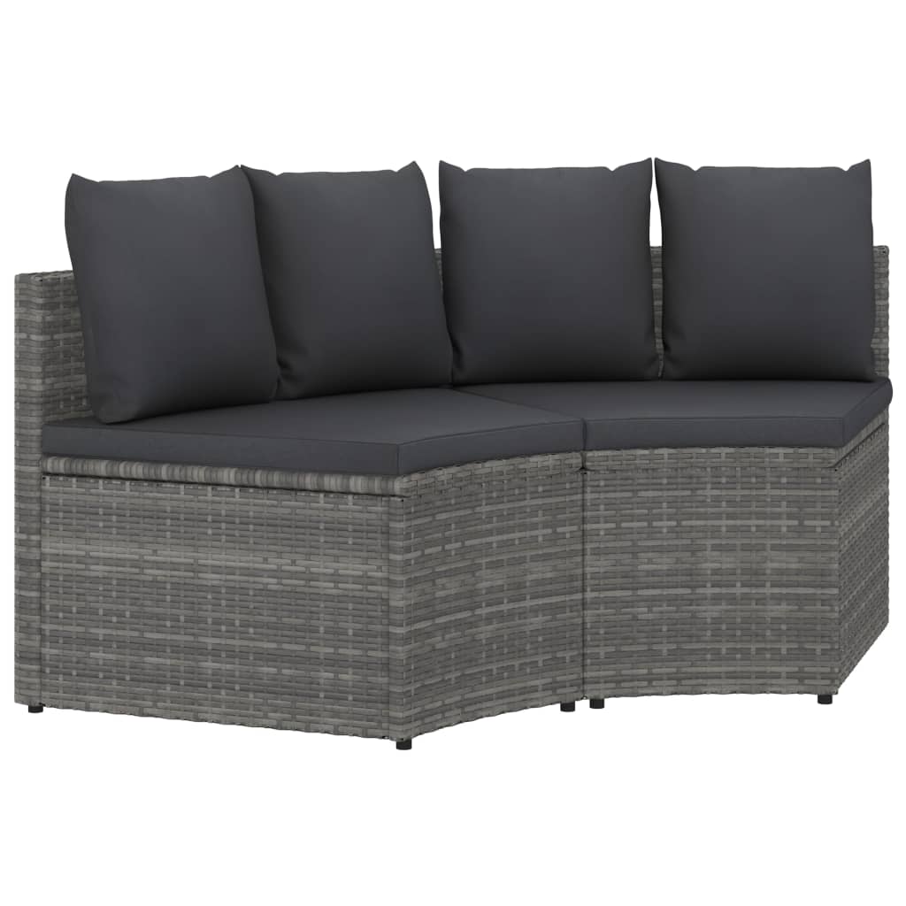 vidaXL 2-delige Loungeset met kussens poly rattan zwart