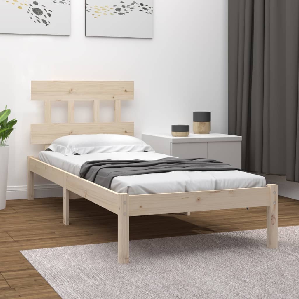 vidaXL Bed frame solid wood black 75x190 cm