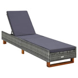 vidaXL Ligbed met kussen poly rattan zwart