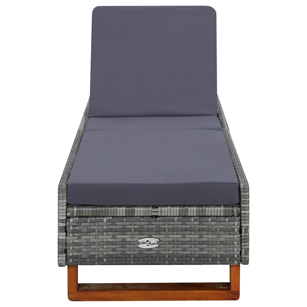 vidaXL Ligbed met kussen poly rattan zwart