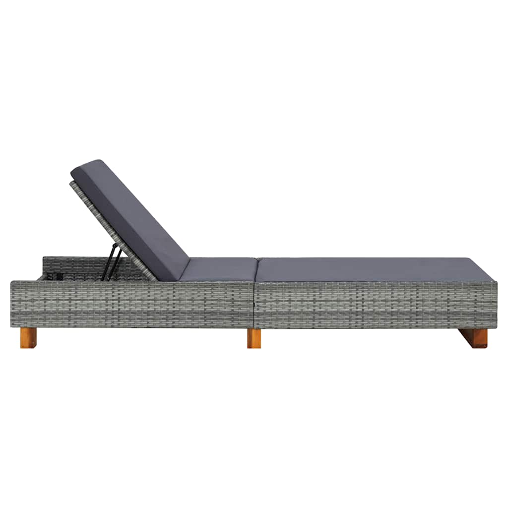 vidaXL Ligbed met kussen poly rattan zwart