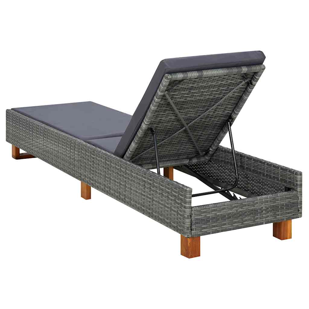 vidaXL Ligbed met kussen poly rattan zwart
