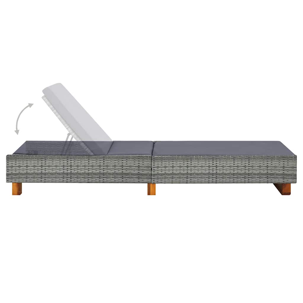 vidaXL Ligbed met kussen poly rattan zwart