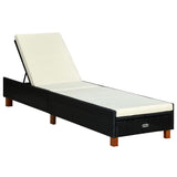 vidaXL Sun Lounger with Cushion Poly Rattan Black