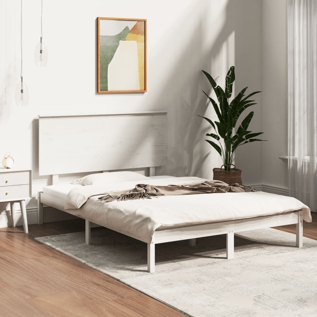 vidaXL Bedframe massief hout wit 90x190 cm