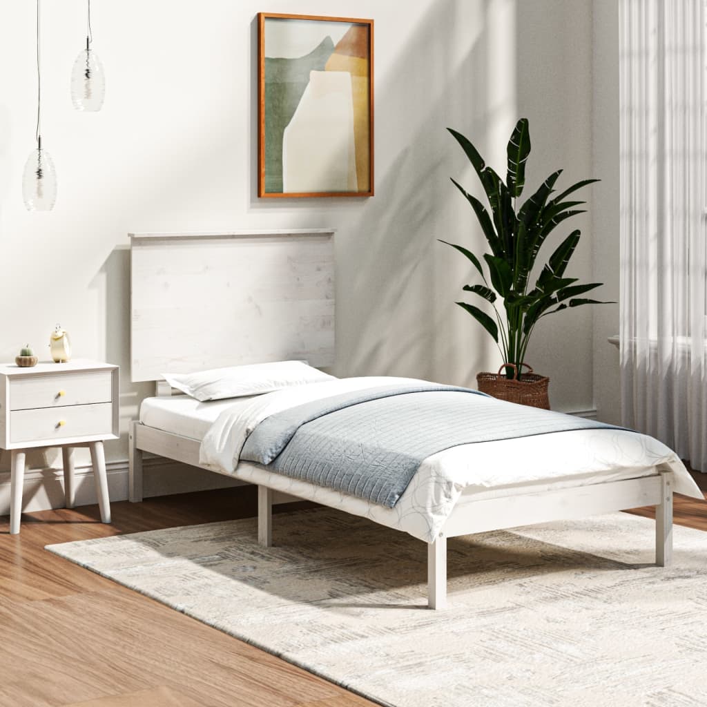 vidaXL Bedframe massief hout wit 90x190 cm