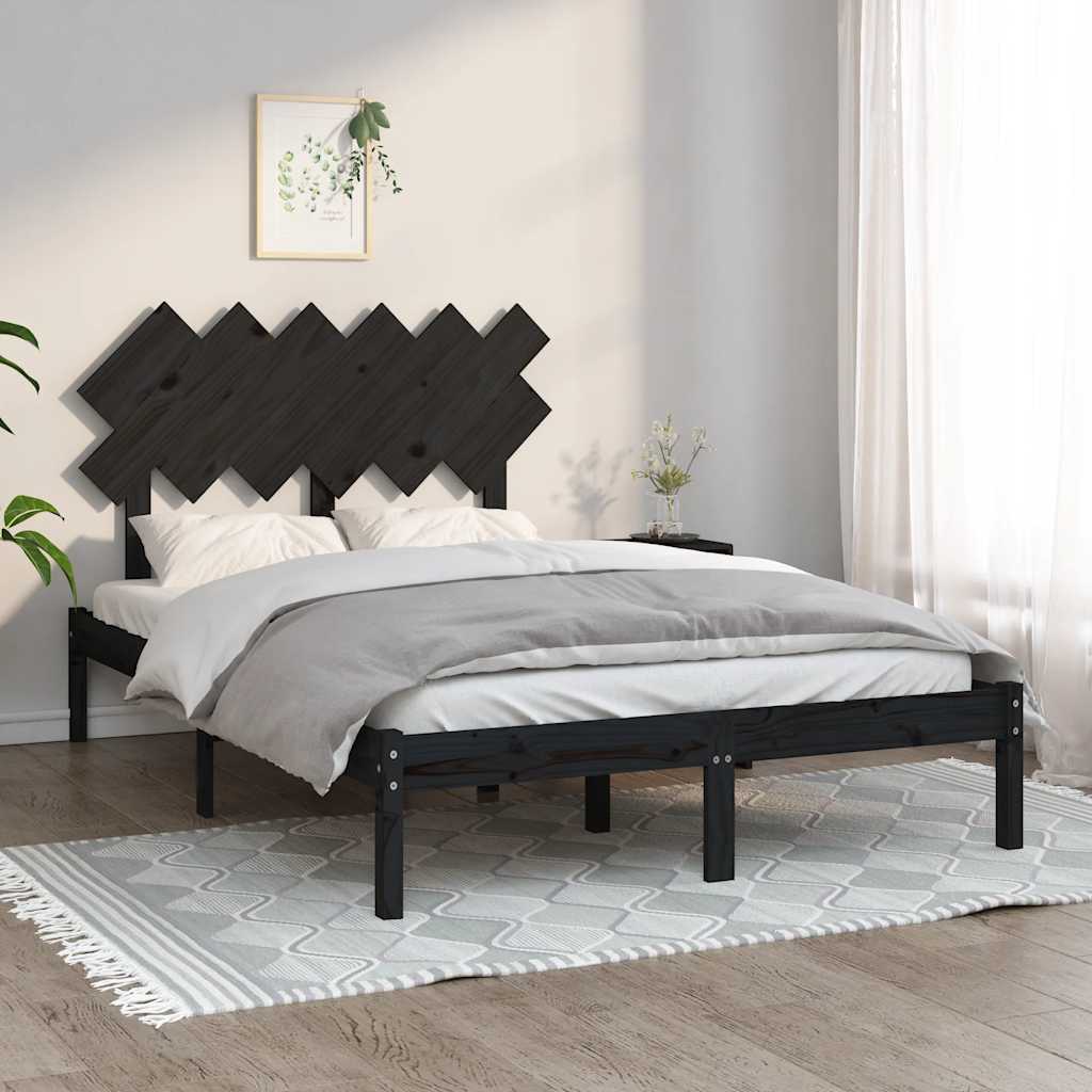vidaXL Bed frame solid wood black 75x190 cm