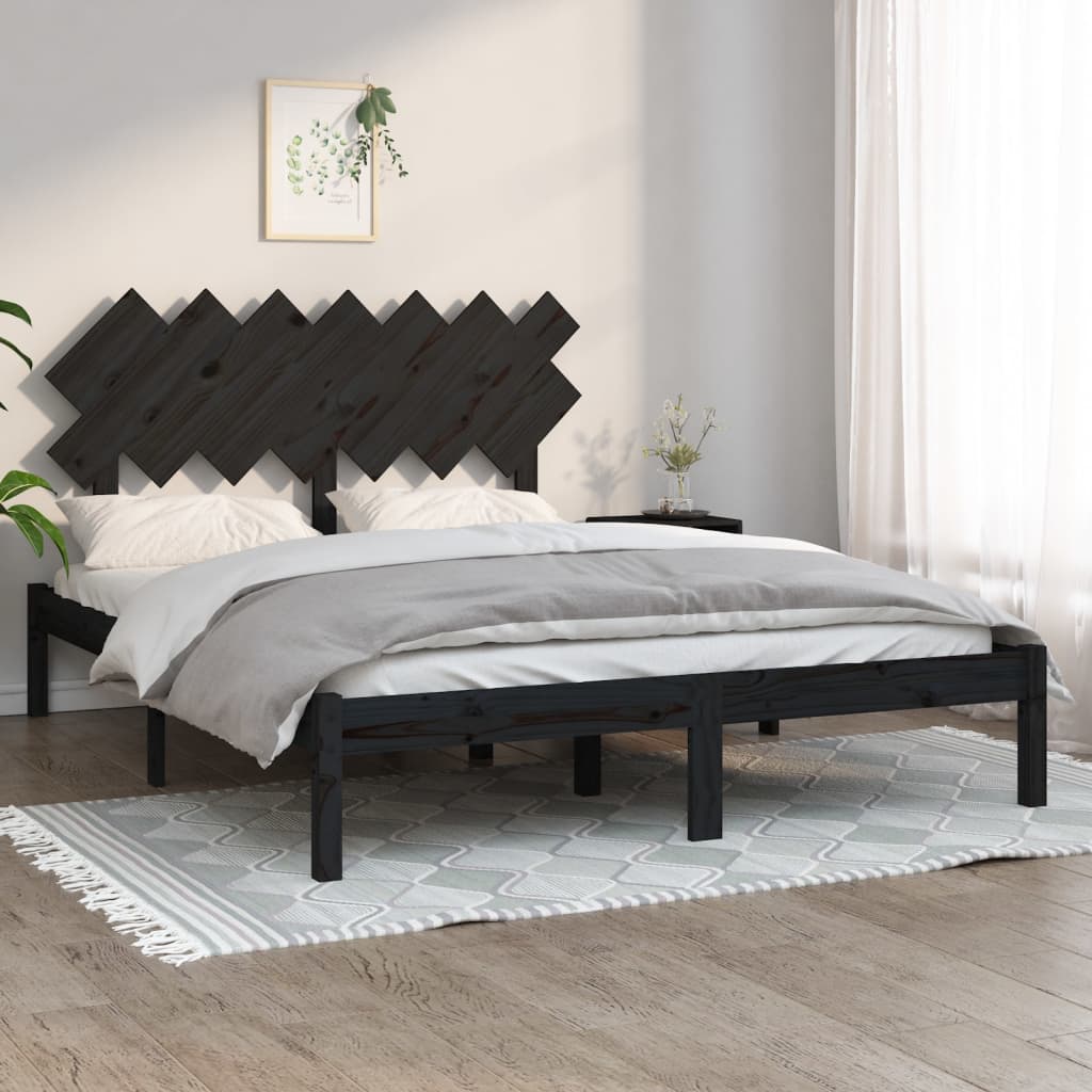 vidaXL Bed frame solid wood black 75x190 cm
