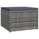 vidaXL Tuinvoetenbank met kussen poly rattan grijs