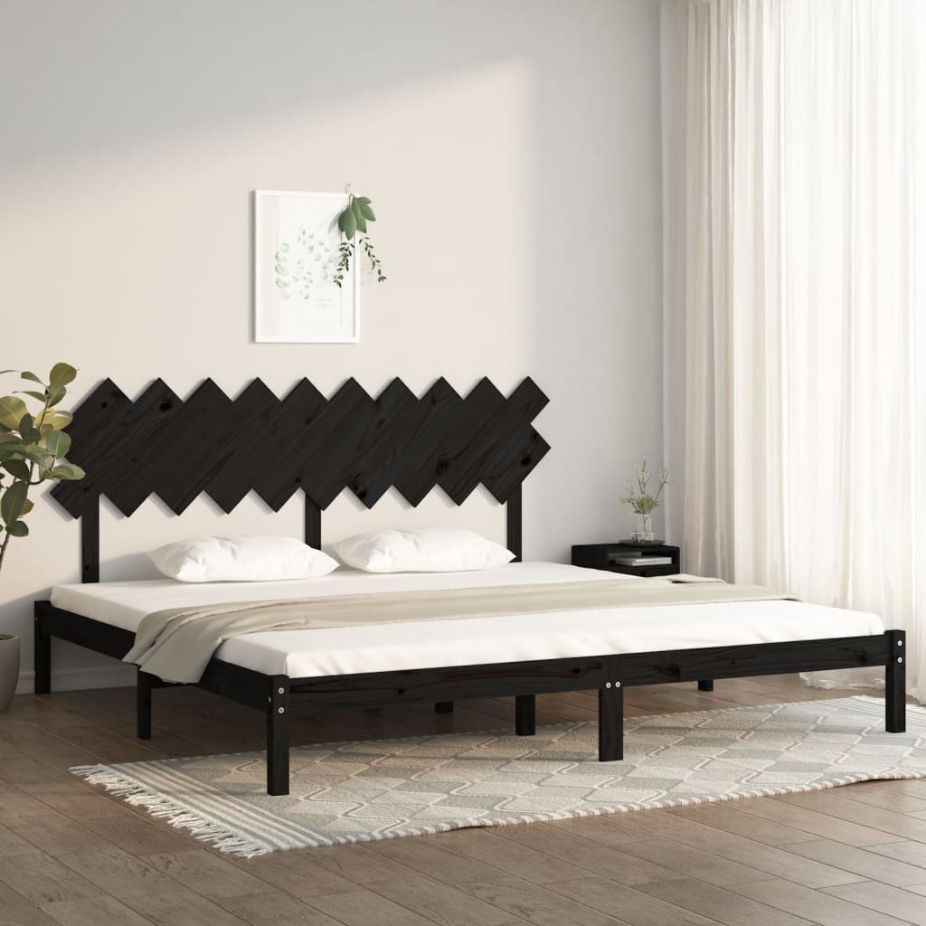 vidaXL Bed frame solid wood black 75x190 cm
