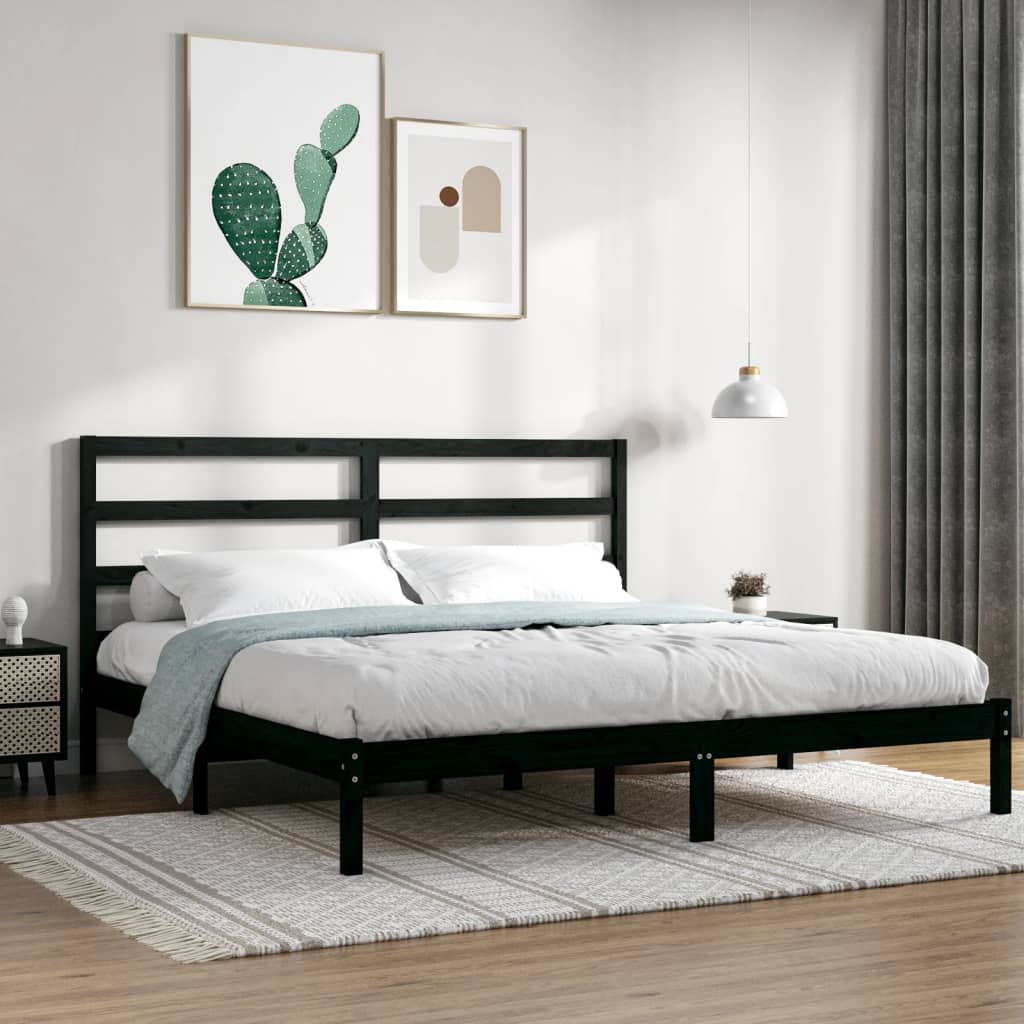 vidaXL Bed frame solid wood black 75x190 cm