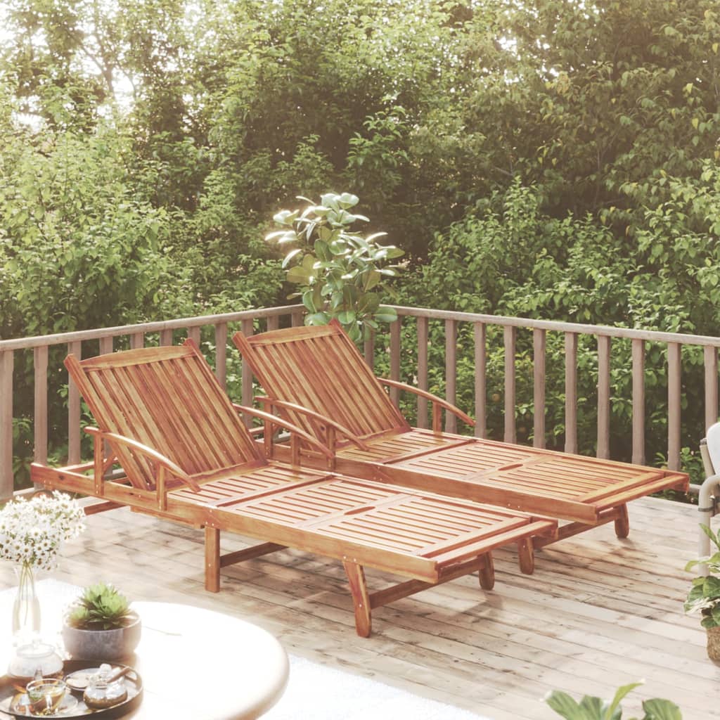 vidaXL Sun Lounger Set with Table Solid Acacia Wood