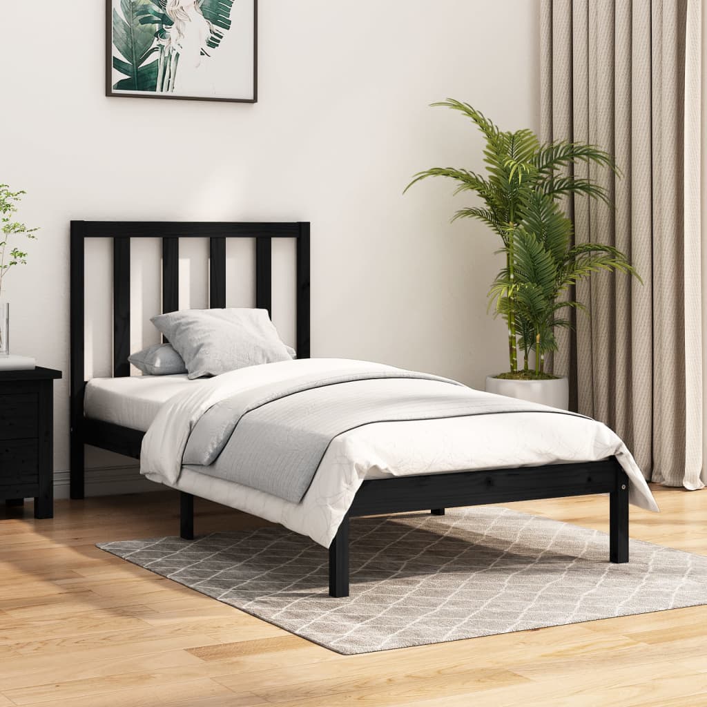vidaXL Bedframe massief grenenhout wit 75x190 cm