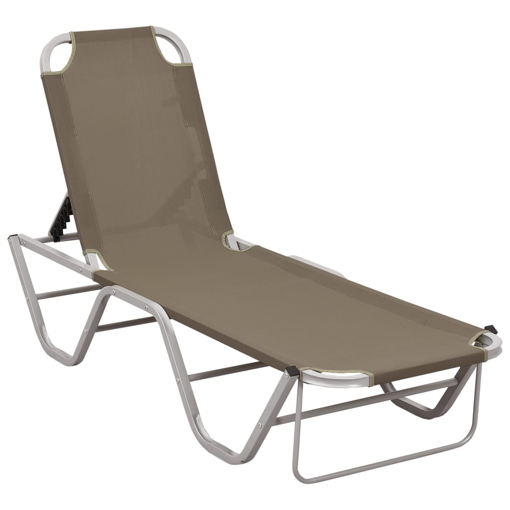 vidaXL Ligbed aluminium en textileen zwart