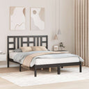 vidaXL Cadre de lit massif blanc noir 75x190 cm