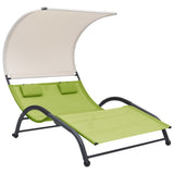vidaXL Ligbed tweepersoons met luifel textileen zwart