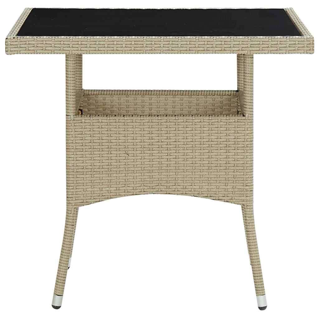 vidaXL Tuintafel poly rattan en glas beige