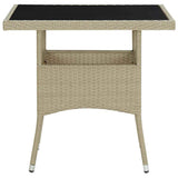 vidaXL Tuintafel poly rattan en glas beige