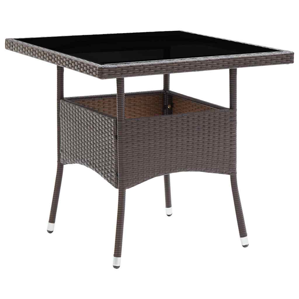 vidaXL Tuintafel poly rattan en glas beige