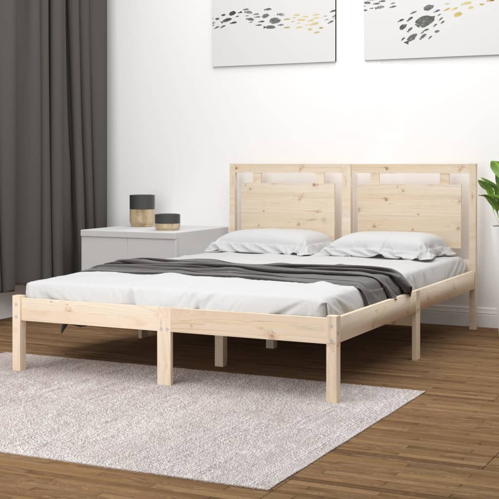 vidaXL Bed frame solid wood black 75x190 cm