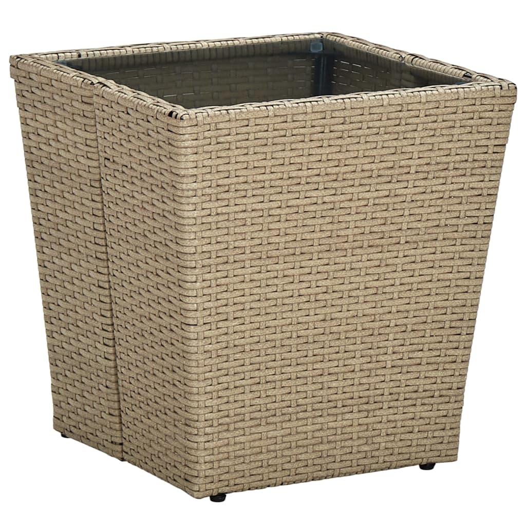 vidaXL Coffee Table 41.5x41.5x44 cm Poly Rattan and Tempered Glass Beige
