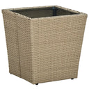 vidaXL Coffee Table 41.5x41.5x44 cm Poly Rattan and Tempered Glass Beige