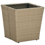 vidaXL Coffee Table 41.5x41.5x44 cm Poly Rattan and Tempered Glass Beige