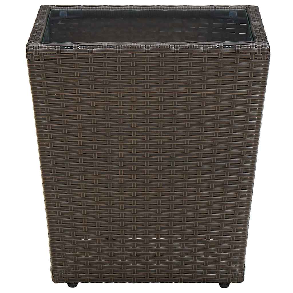 vidaXL Coffee Table 41.5x41.5x44 cm Poly Rattan and Tempered Glass Beige