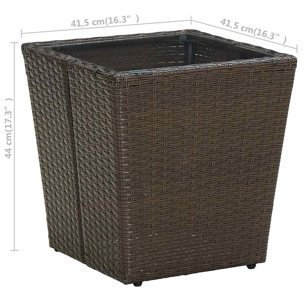 vidaXL Coffee Table 41.5x41.5x44 cm Poly Rattan and Tempered Glass Beige