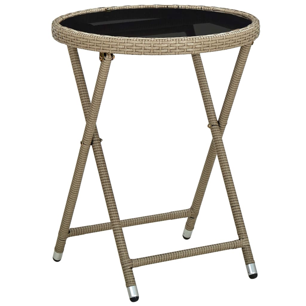 vidaXL Coffee table 60 cm poly rattan and tempered glass beige