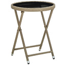 vidaXL Coffee table 60 cm poly rattan and tempered glass beige