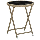 vidaXL Coffee table 60 cm poly rattan and tempered glass beige