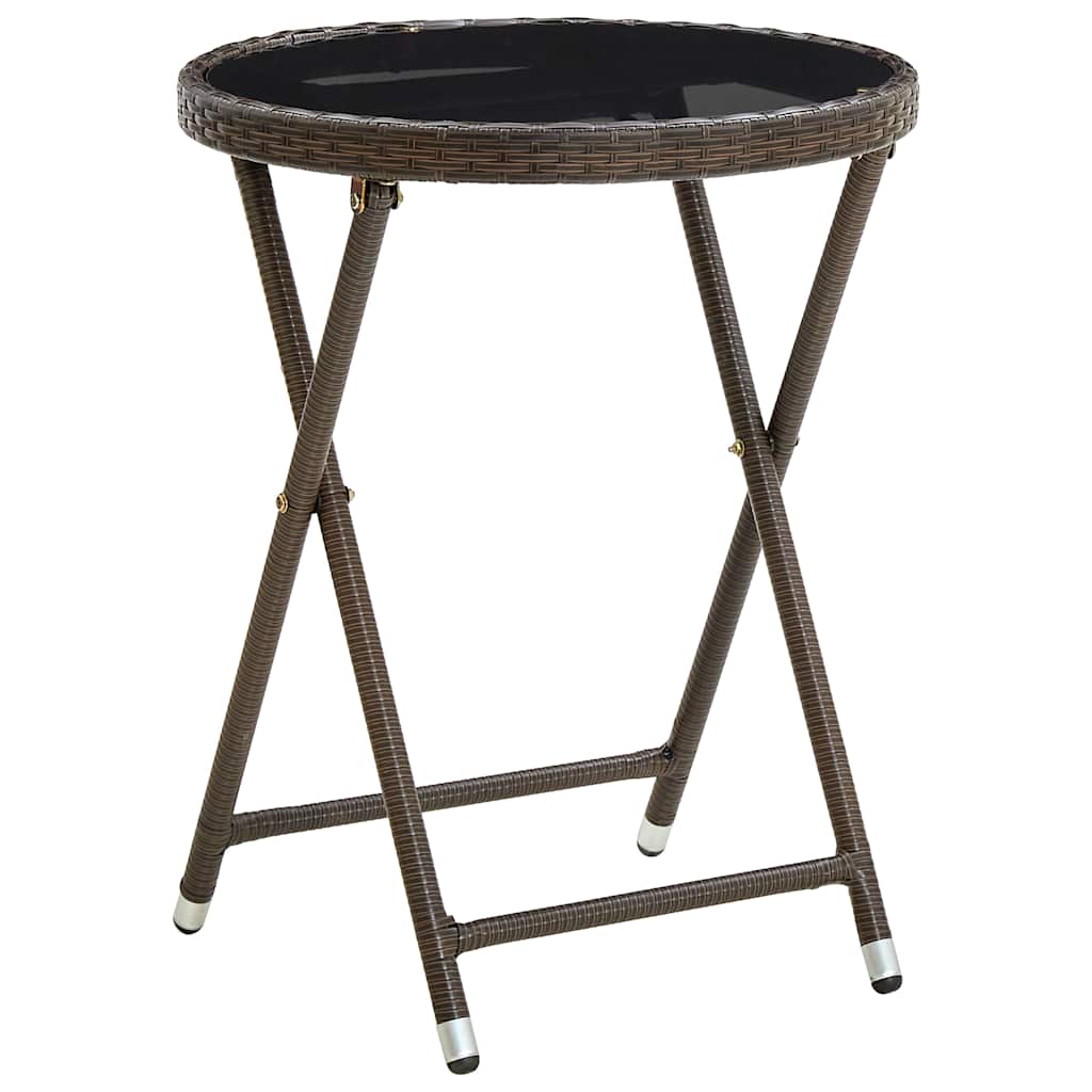 vidaXL Coffee table 60 cm poly rattan and tempered glass beige