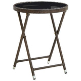 vidaXL Coffee table 60 cm poly rattan and tempered glass beige
