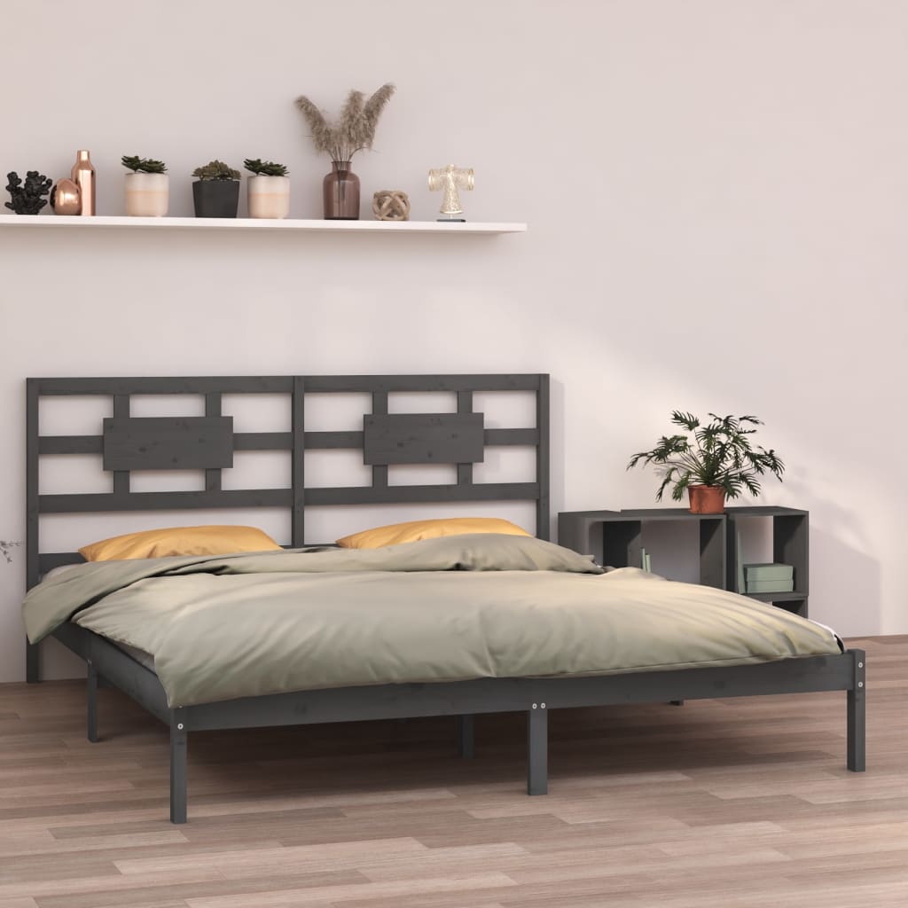 vidaXL Bedframe massief hout zwart 75x190 cm